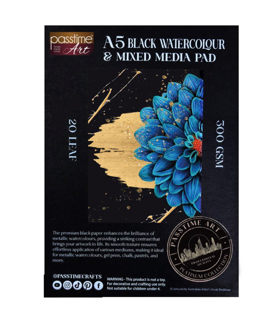 Black Watercolour Paper Pad 300GSM Cold Pressed