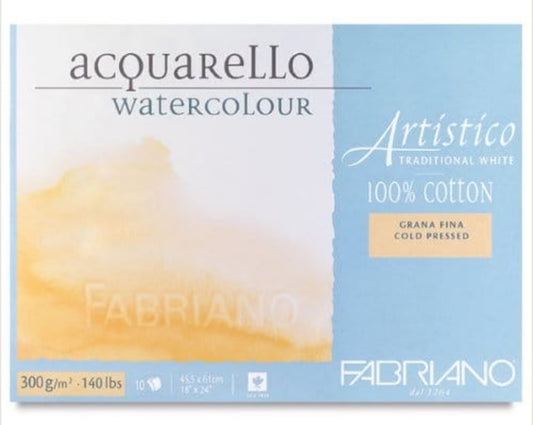 Fabriano Artistico Watercolour Pad 12 100% cotton Sheets 300gsm - Cold