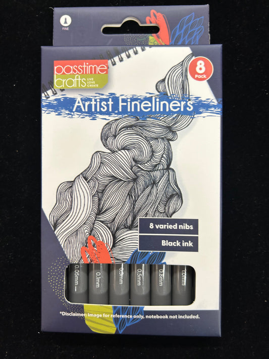 Artist fine liner Pen Black  set 8