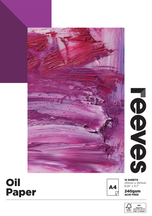 Reeves Oil Paper 240gsm 12 Sheets - Acid Free